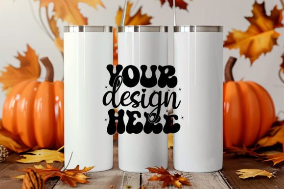 20 Oz Skinny Fall White Tumbler Mockup: Graphics for Mugs Amp