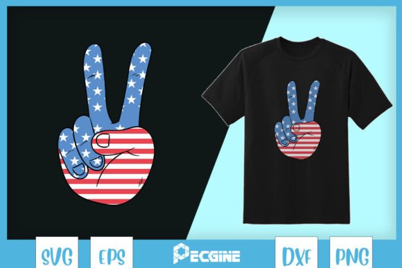 American Flag Peace Sign Hand SVG: Graphics for T-Shirt Designs
