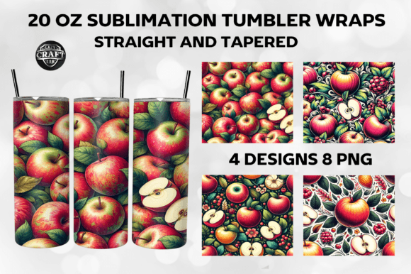 Apples Skinny Tumbler Wrap 20oz PNG Graphics