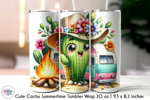 Campfire and Cute Cactus Tumbler Wrap: Graphics for Joyful Branding
