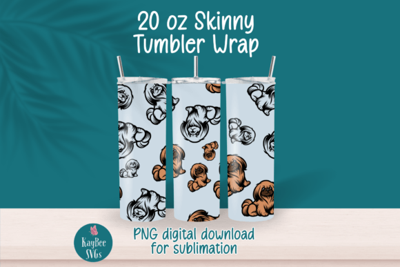 Cartoon Pekingese Dog Tumbler Wrap Graphics