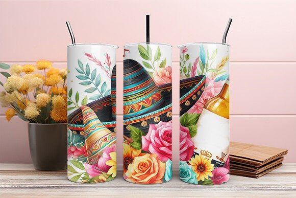 Cinco De Mayo Floral Tumbler Wrap: Graphics for Crafts-Driven Branding