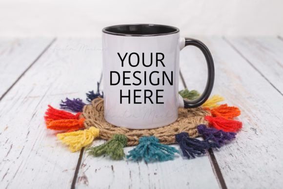 Coffee Mug Mockup 11oz Black Handle Cup: Graphics for Mugs Amp