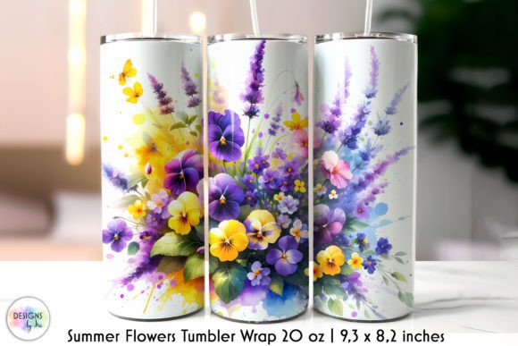 Colourful Flowers Skinny Tumbler Wrap: Graphics for Vibrant Tumbler Wraps