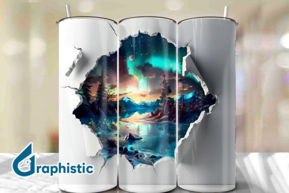Cracked Northern Lights Tumbler Wrap 22 Graphics & Backgrounds