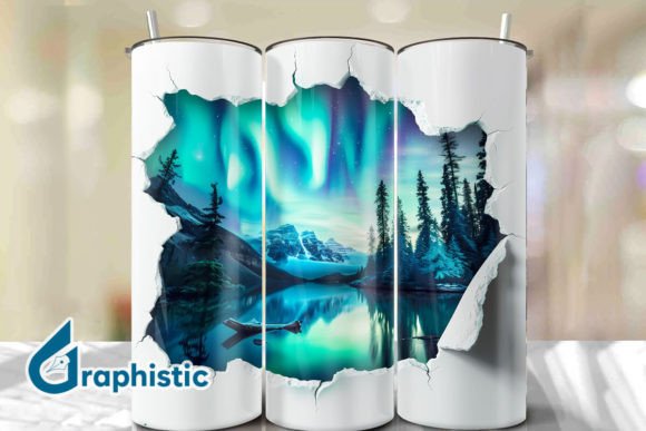 Cracked Northern Lights Tumbler Wrap 23