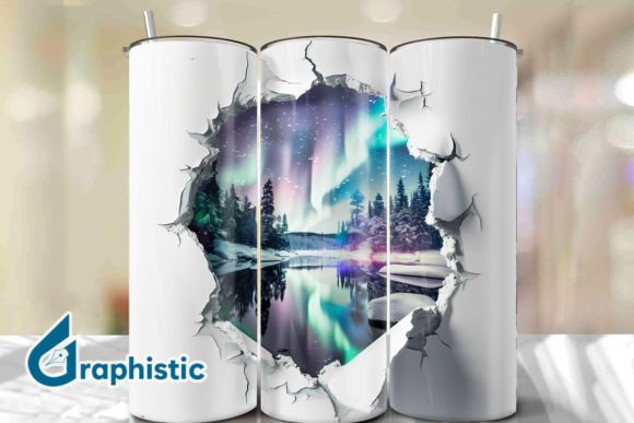 Cracked Northern Lights Tumbler Wrap 24 Graphics & Backgrounds