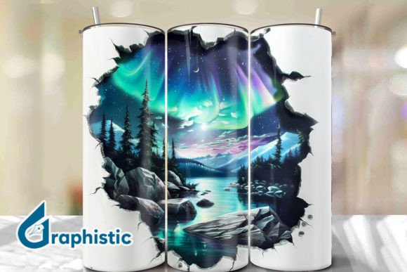 Cracked Northern Lights Tumbler Wrap 32 Graphics & Backgrounds
