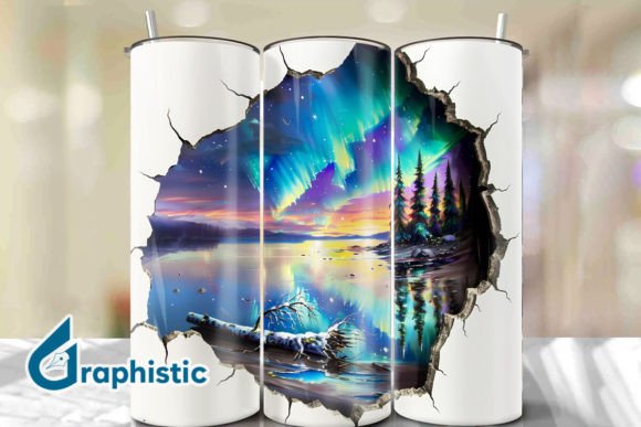 Cracked Northern Lights Tumbler Wrap 33 Graphics & Backgrounds