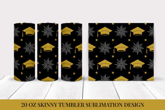 Graduation Hats Skinny Tumbler Wrap: Graphics & Illustrations
