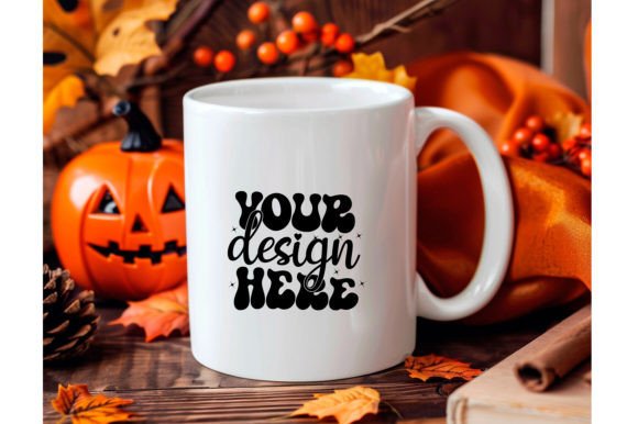 Halloween Mug Pumpkin Coffee Cup Mockup: Graphics for Seasonal Branding