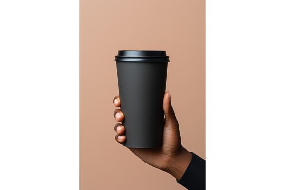Human Hand Holding Black Paper Cup Graphics