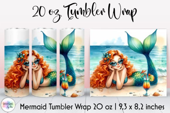 Mermaid on the Beach Tumbler Wrap Graphics