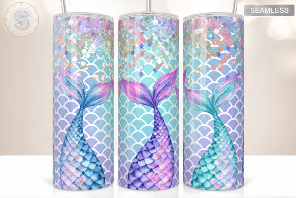 Mermaid Tails Glitter 20Oz Tumbler Wrap: Graphics for Crafts