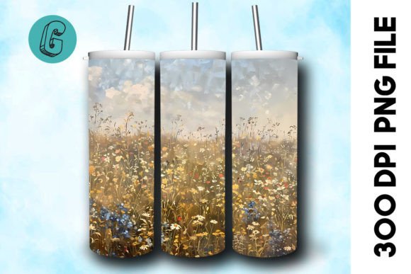 Oil Paint Wildflowers Tumbler Wrap 22 Graphics & Backgrounds