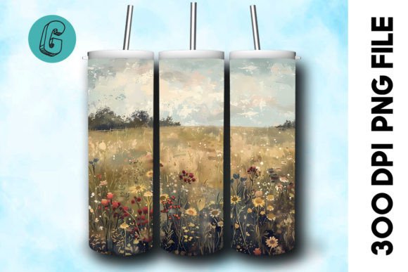 Oil Paint Wildflowers Tumbler Wrap 34 Graphics & Backgrounds