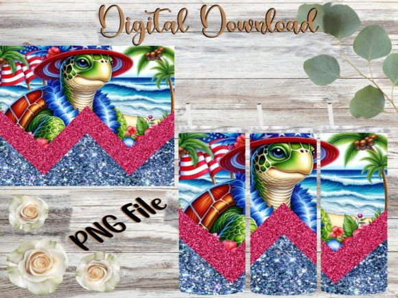 Patriotic Turtle Tumbler: Graphics & Print Templates