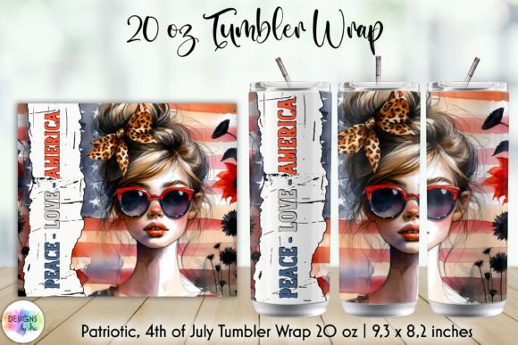 Peace Love America Patriotic Tumbler PNG Graphics