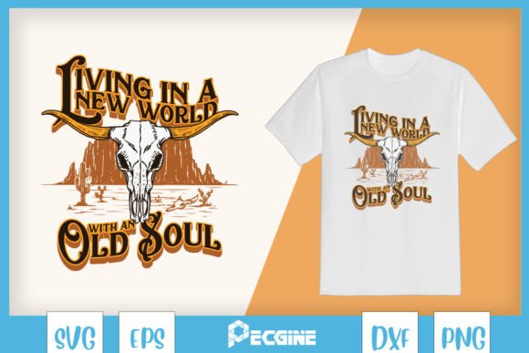 Retro Cowskull Country Music SVG Graphics for T-Shirt Designs