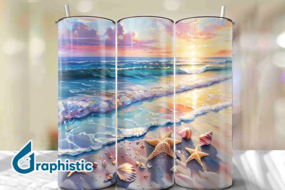 Seashells Sunset Tumbler Wrap 22 Graphics & Backgrounds