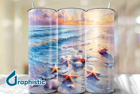 Seashells Sunset Tumbler Wrap 34 Graphics & Backgrounds
