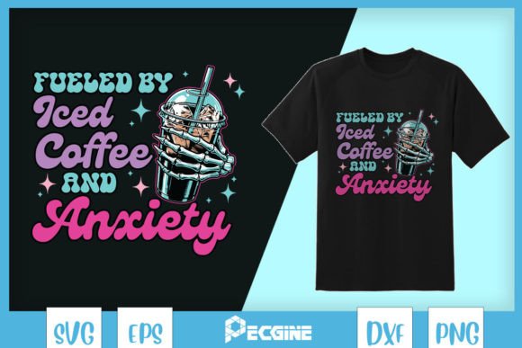 Skeleton Iced Coffee Anxiety SVG