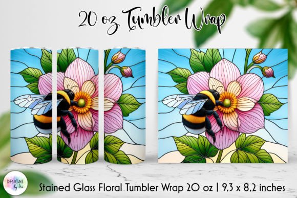 Stained Glass Bumblebee Tumbler Wrap: Graphics for Vibrant Tumbler Wraps