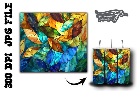 Stained Glass Leaves Tumbler Wrap 29 Graphics