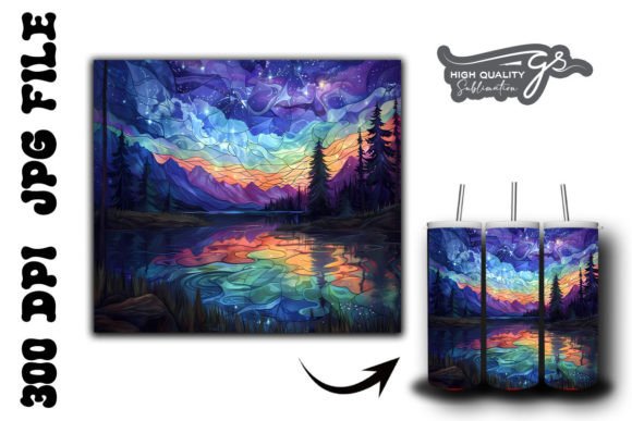Stained Northern Lights Tumbler Wrap 21 Graphics
