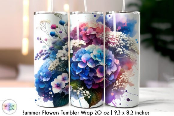 Summer Tumbler Wrap with Flowers: Graphics for Tumbler Wraps