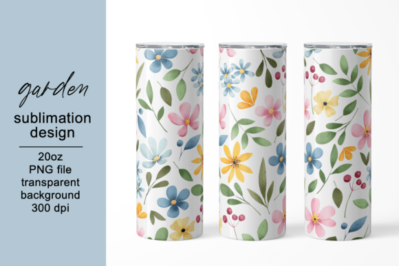 Tumbler Wrap, Digital Flowers Design: Graphics for Crafts