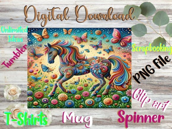 Whimsical Horse Butterfly Tumbler: Graphics & Print Templates